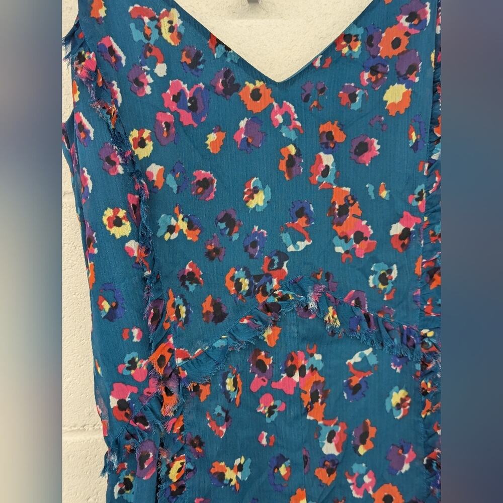 RTR sz4 Jason Wu Collective Blue Leopard floral Midi Dress printed chiffon - Picture 5 of 15
